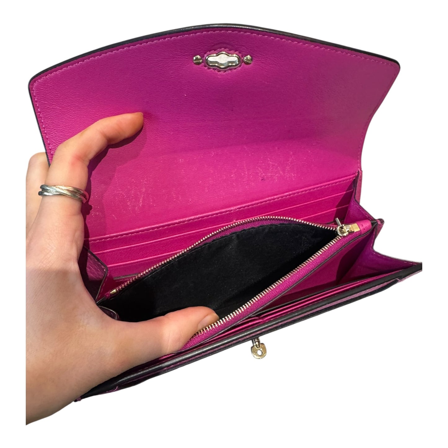 Mulberry Darley Long Wallet Purse in Deep Pink Cross Grain