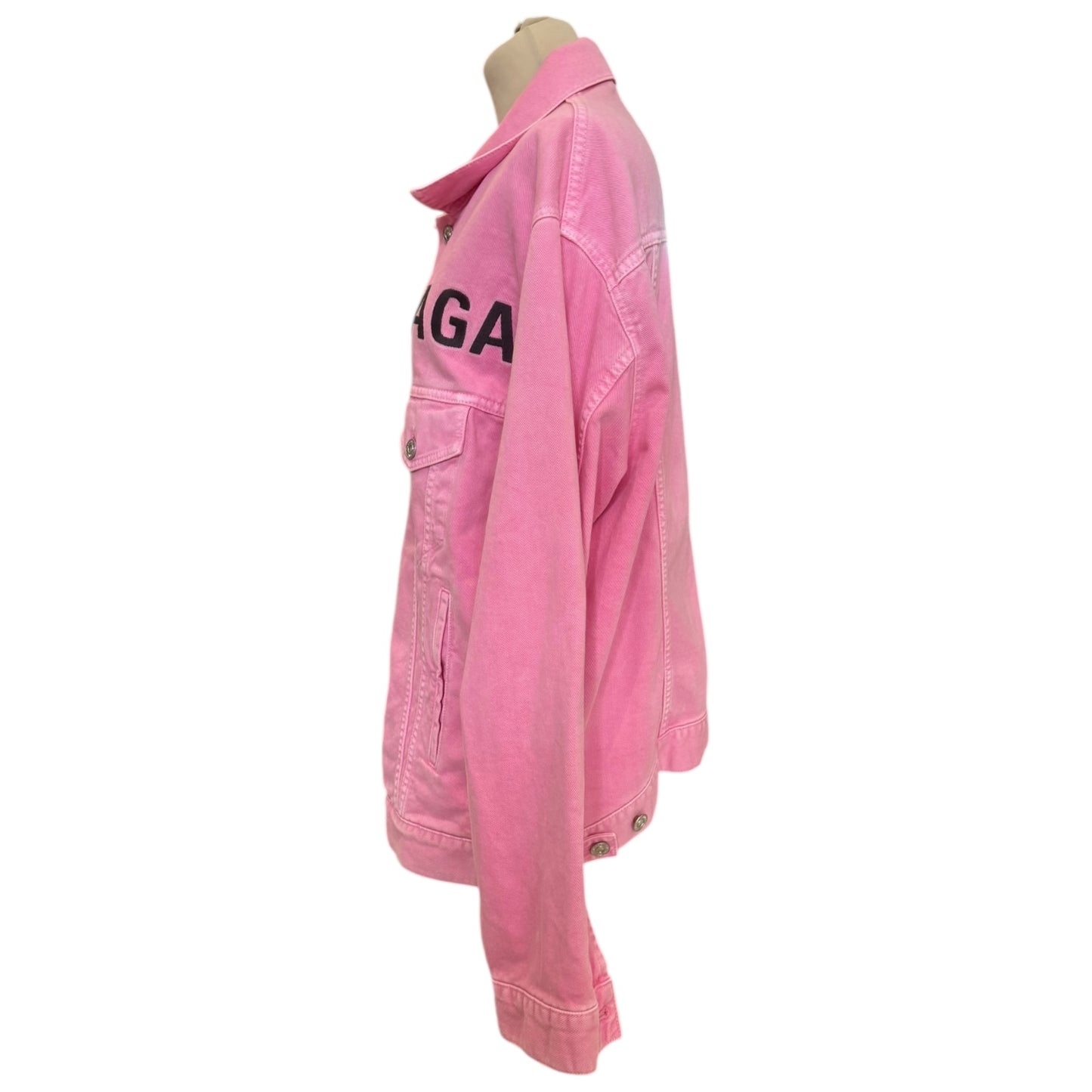 Balenciaga Pink Printed Logo Denim Jacket