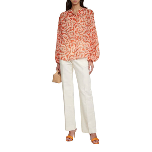 DVF Orange and Cream Bristol Printed Top - 10