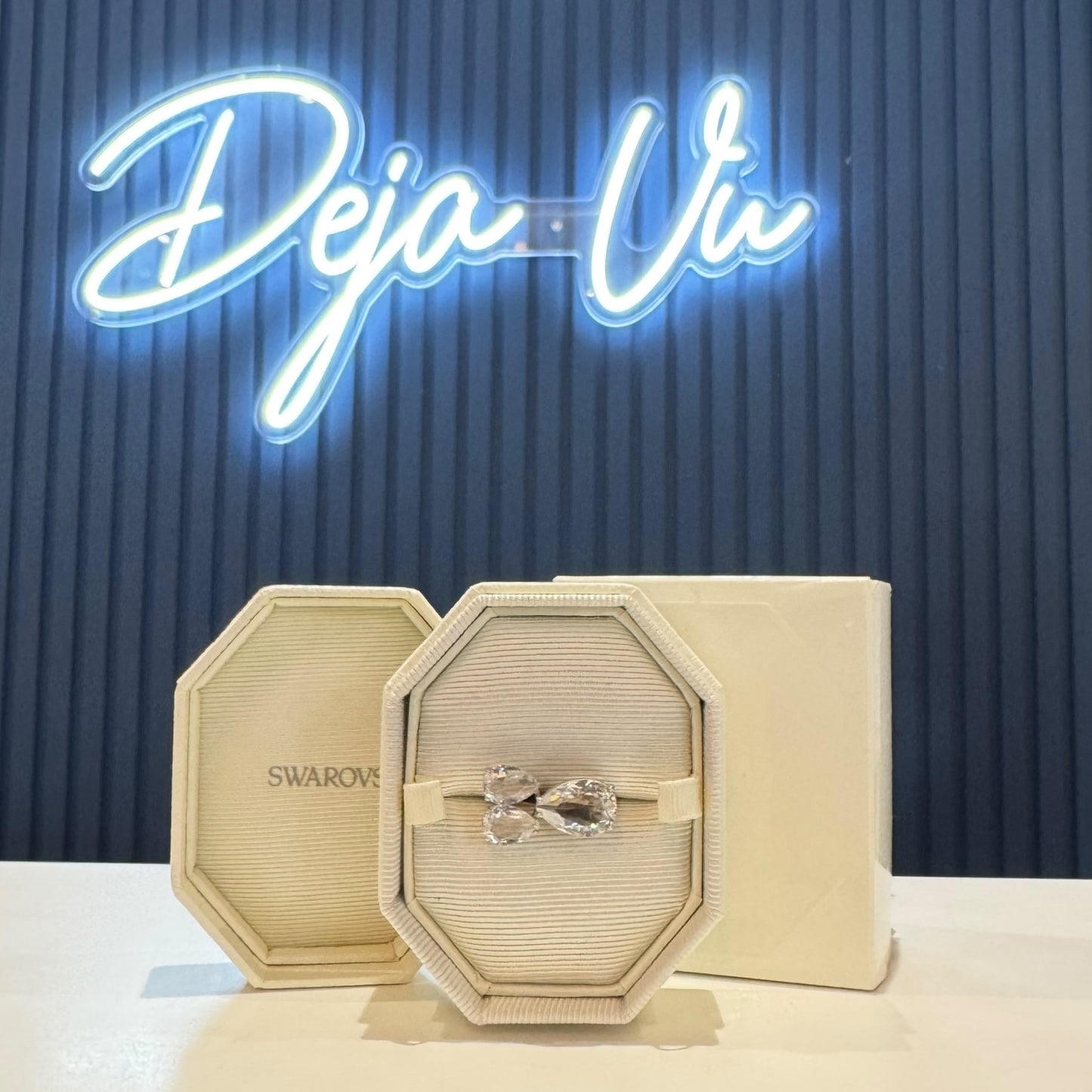 Swarovski Millenia Cocktail Ring with Pear Cut Crystals - Size 52