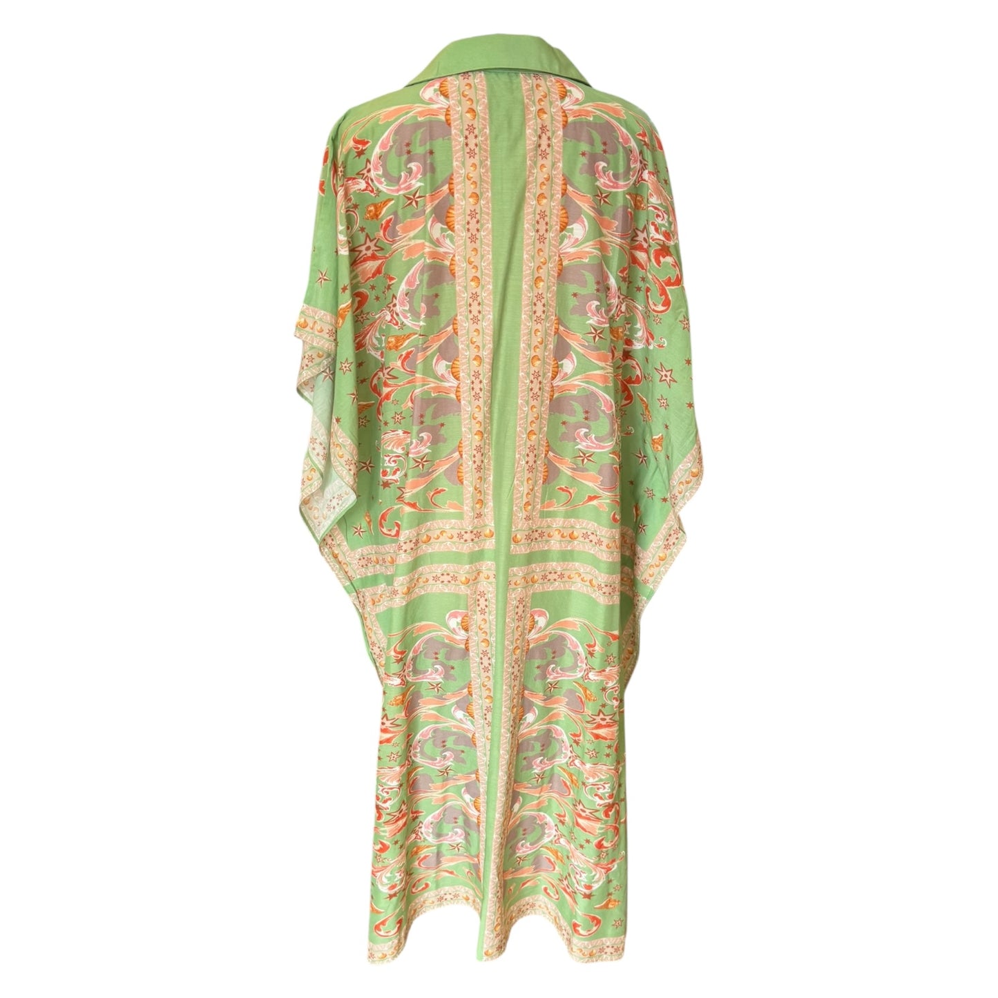 By Malina Green and Pink Minella Print Kaftan - 12 / 14