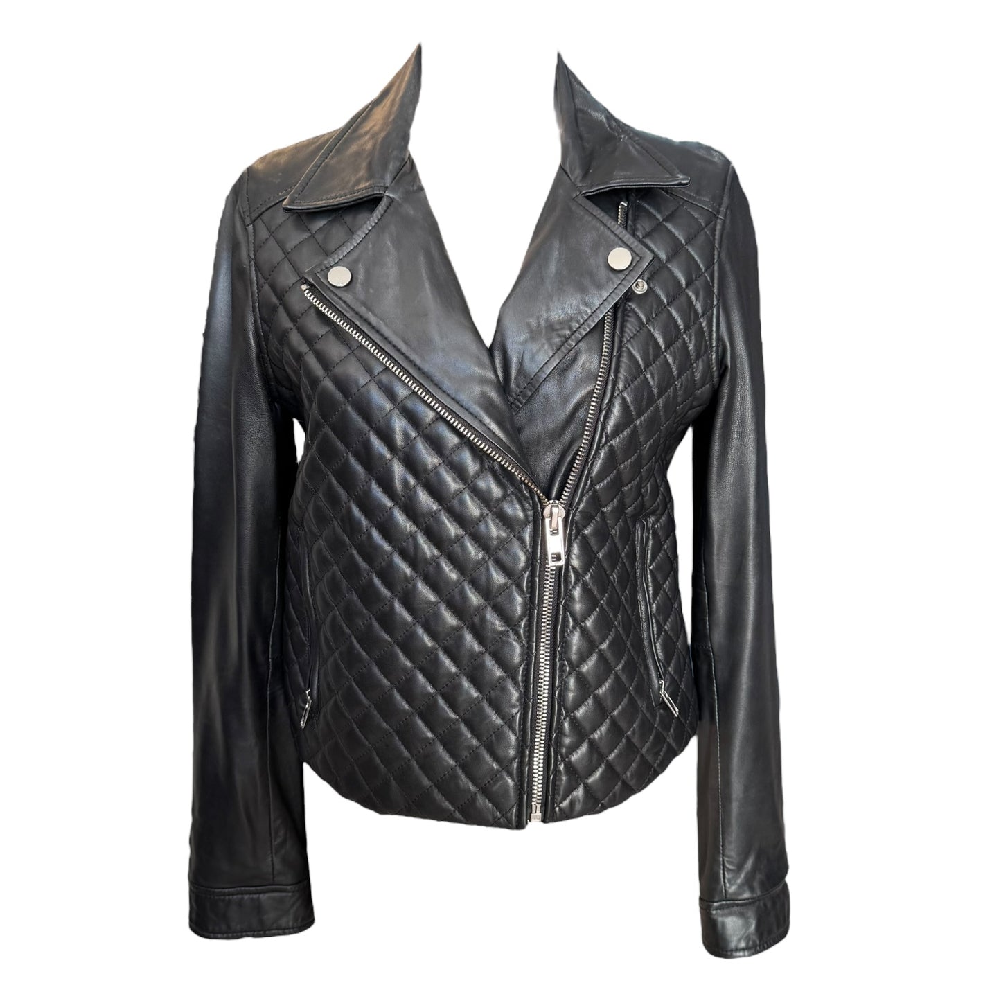 Claudie Pierlot Quilted Black Leather Jacket - 10