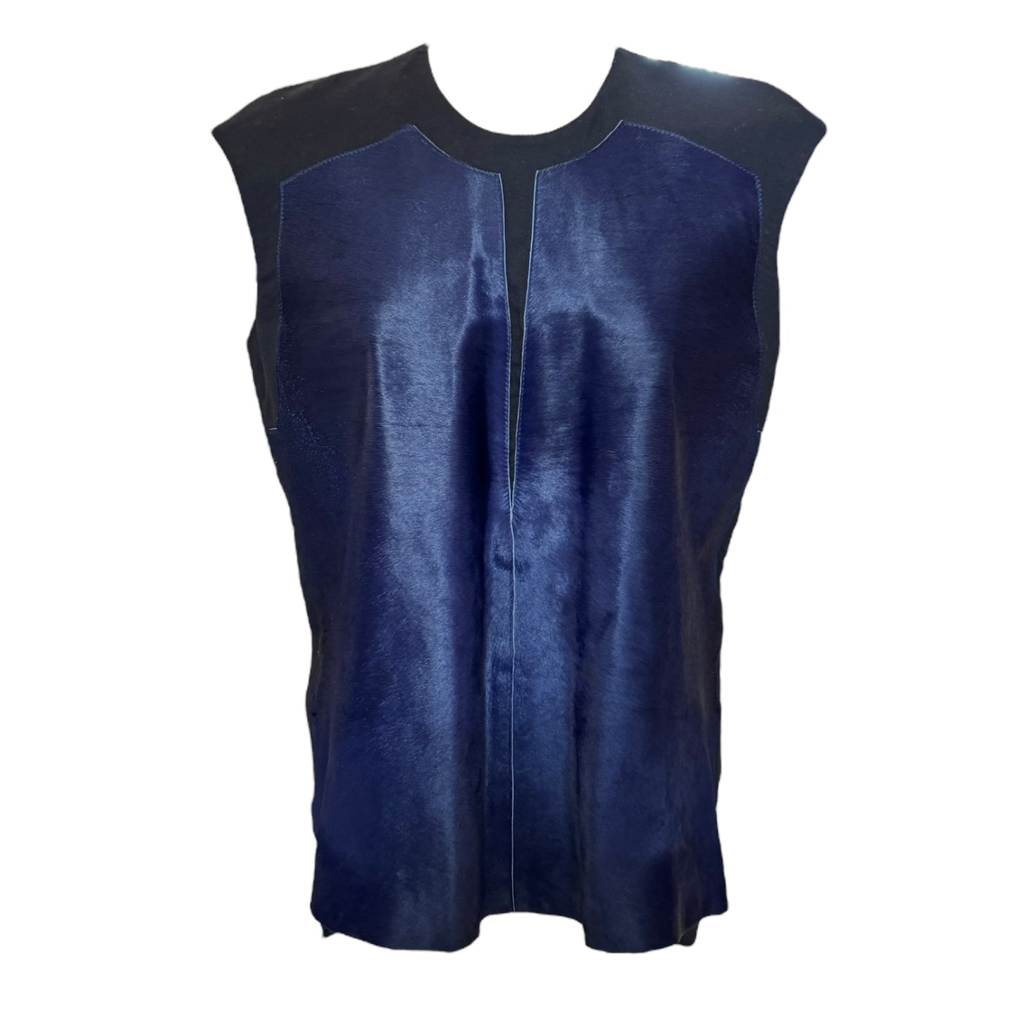 Helmut Lang Black and Blue Suede Top - 14