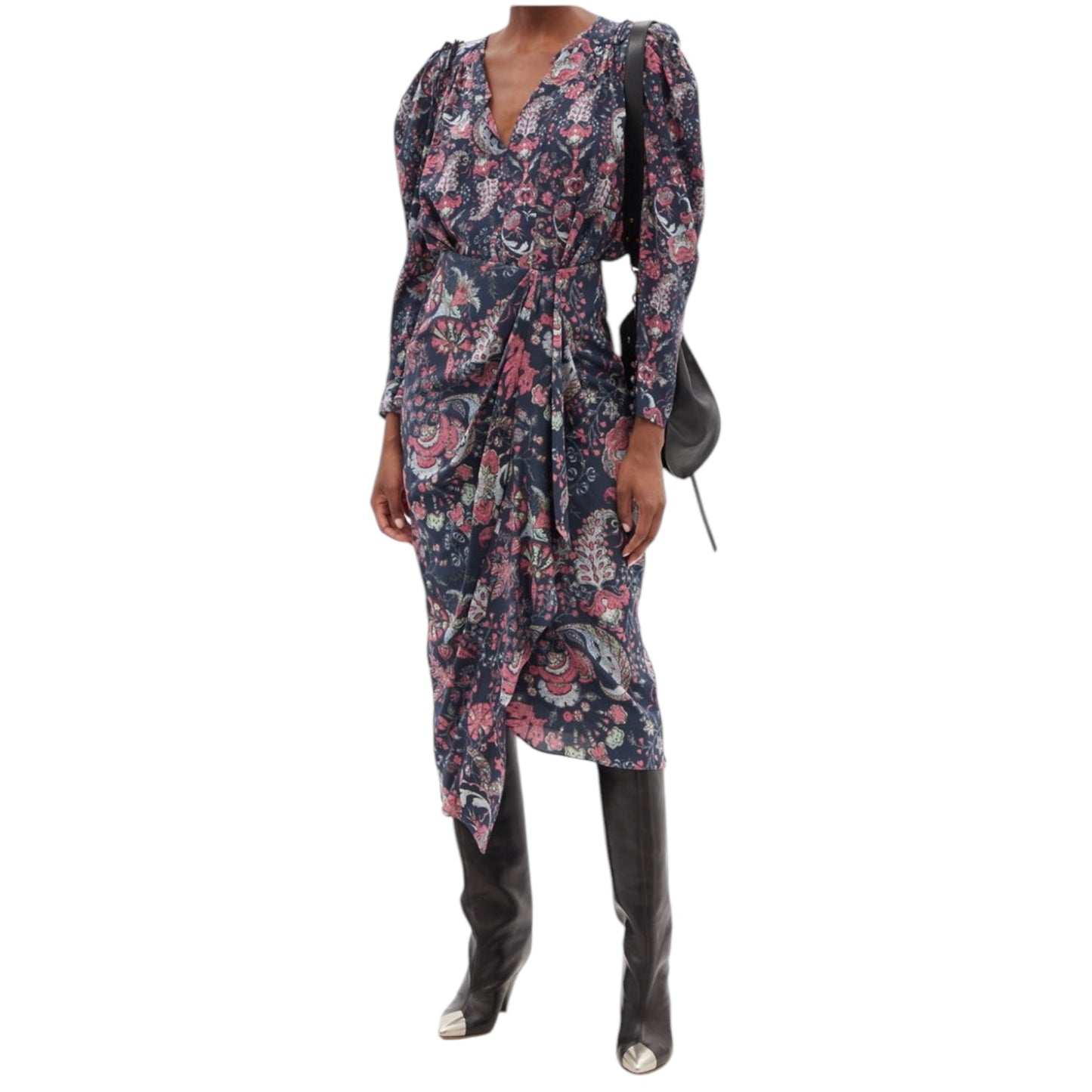Isabel Marant Navy Patterned Silk Dress - 10