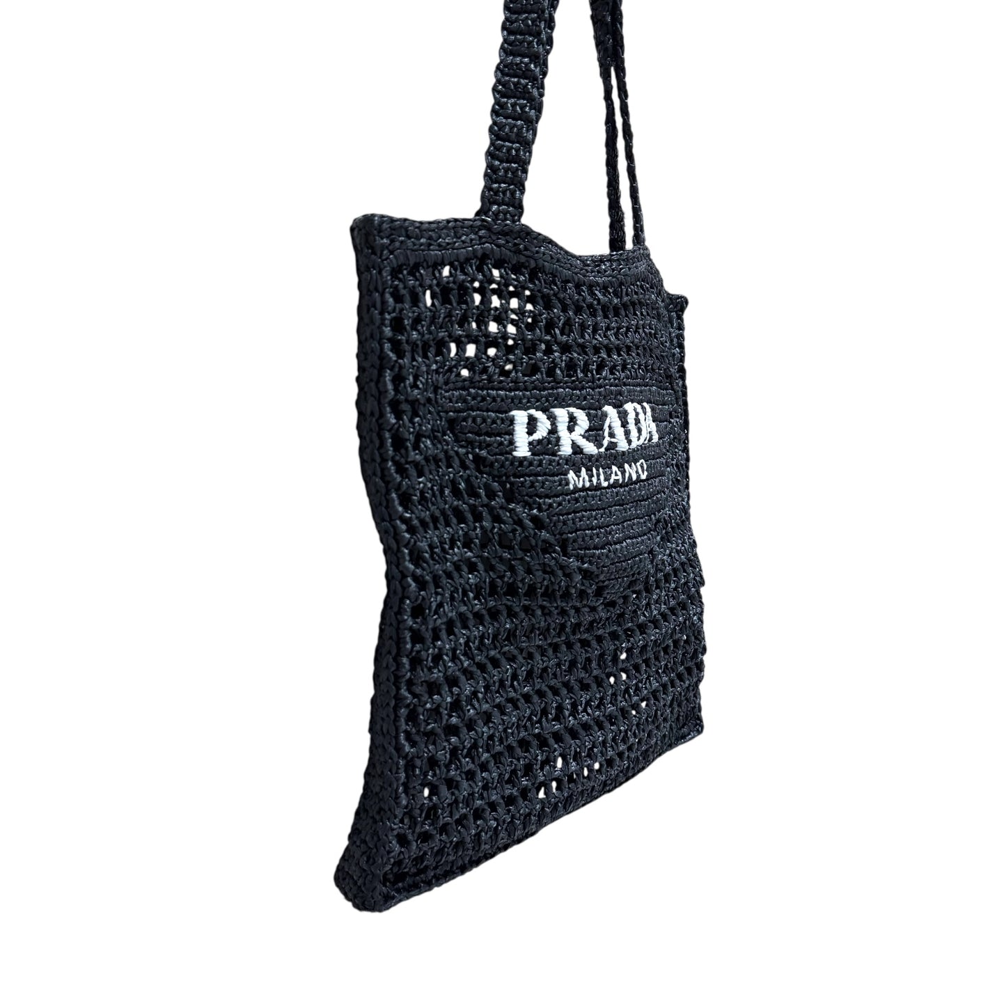 Prada Black Raffia Tote Bag