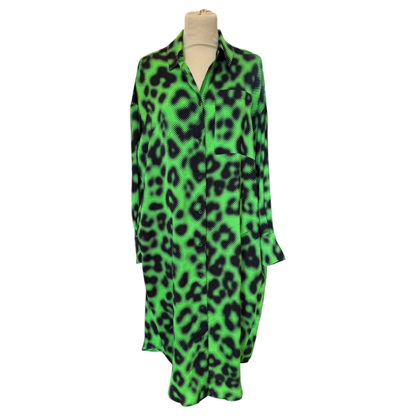 Essentiel Antwerp Eliam Green and Black Animal Print Dress - NEW - XS (Oversized)