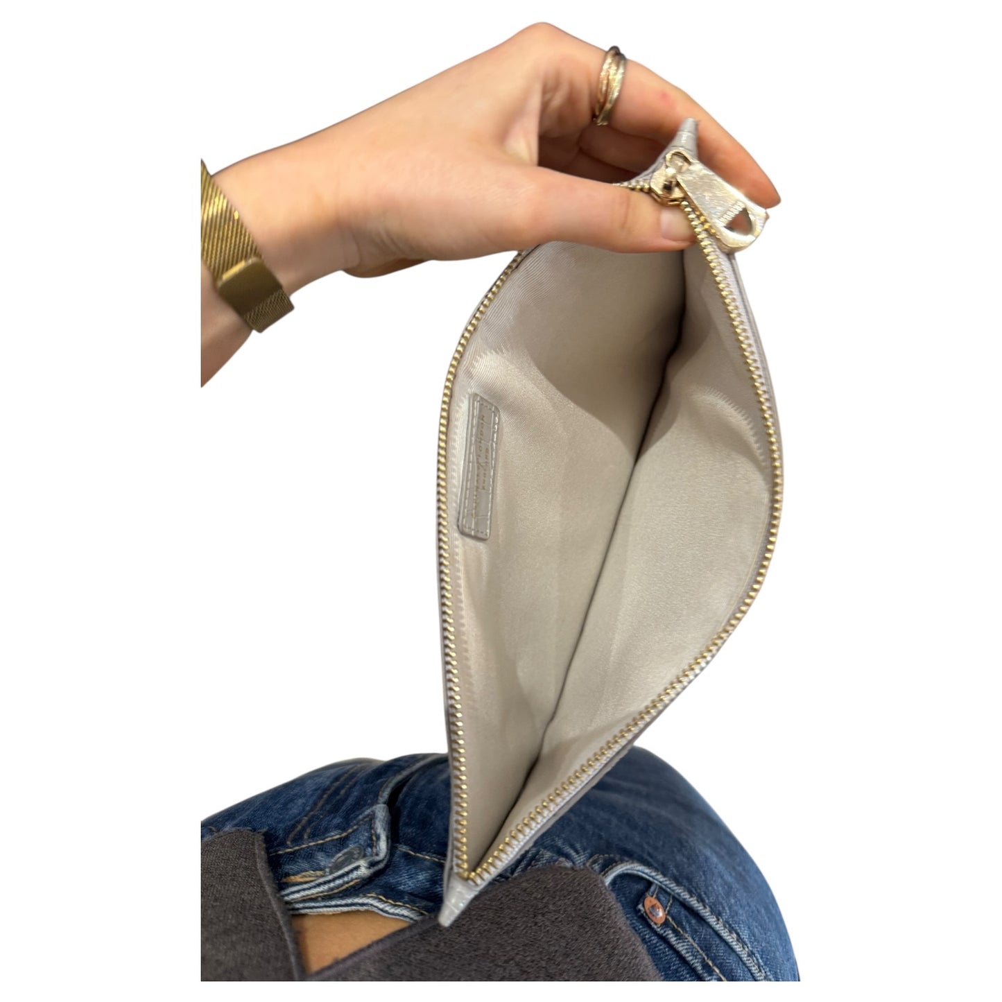 Aspinal of London Dove Grey Clutch