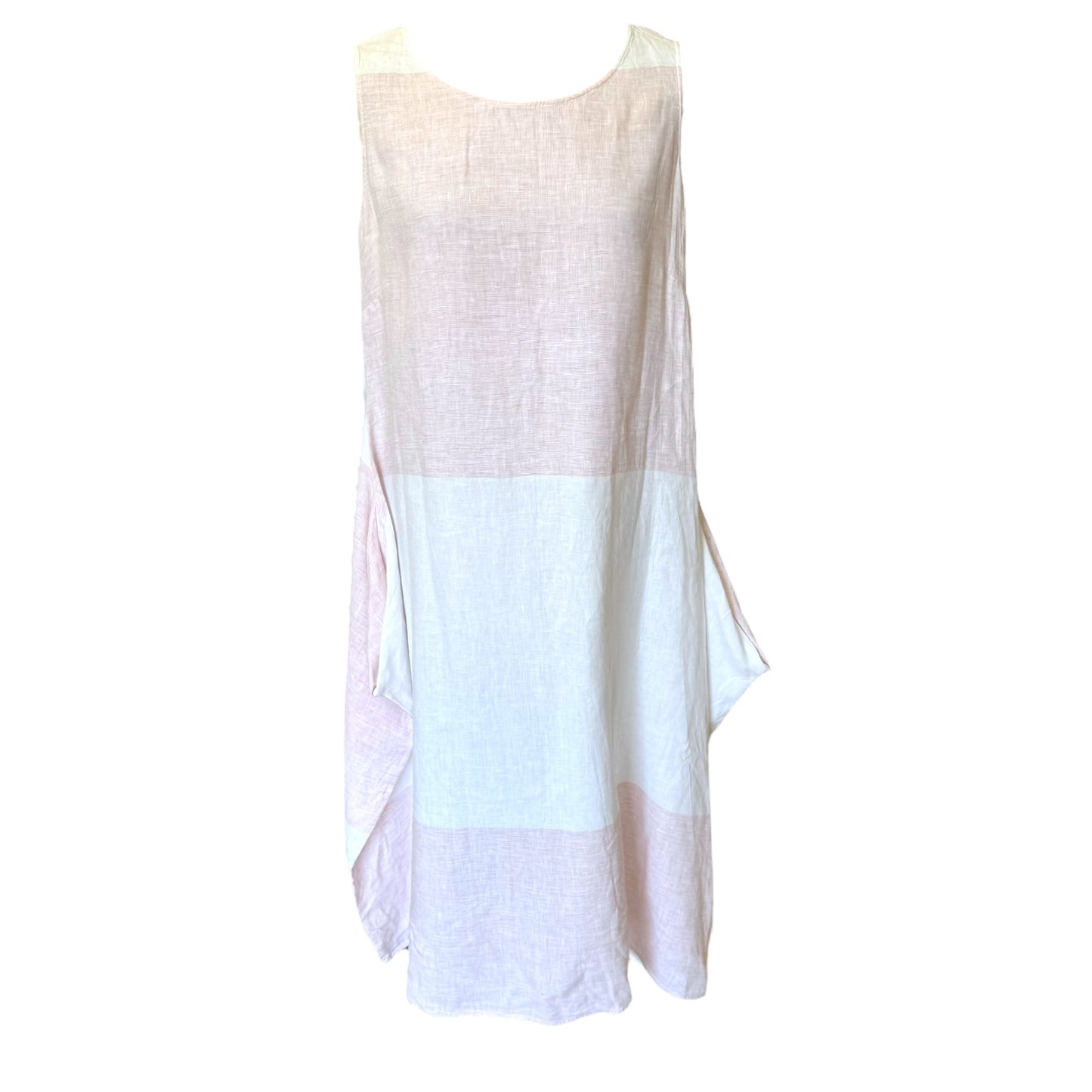 Oska Pale Pink and White Linen Dress - 12/14