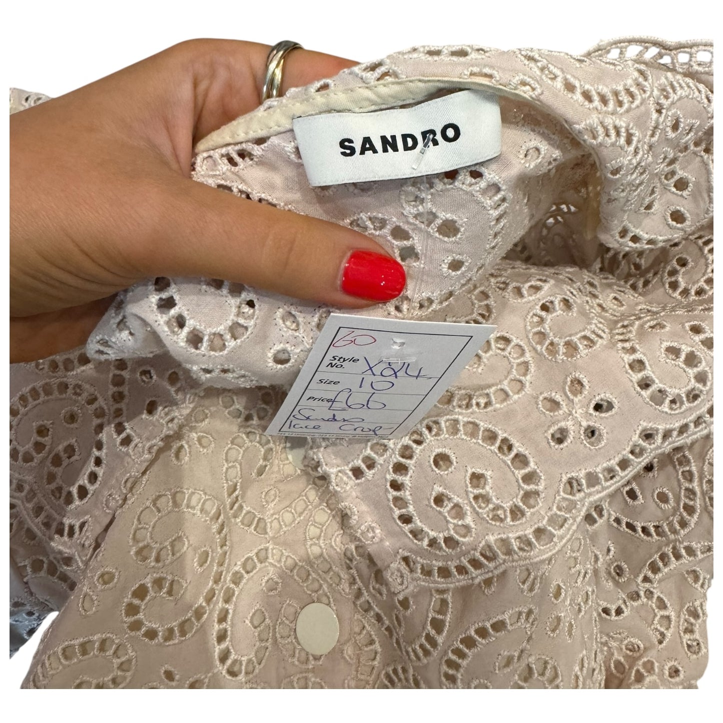Sandro Cropped Broderie Anglaise Shirt - 10