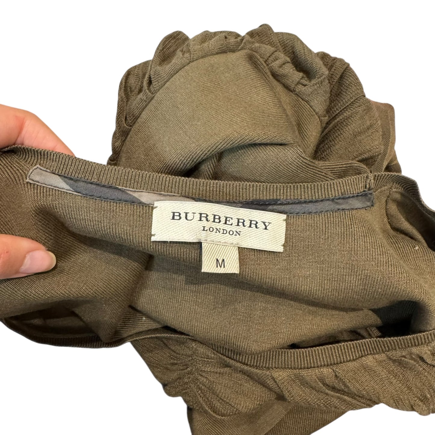 Burberry Khaki Silk Ruched Top - 10/12