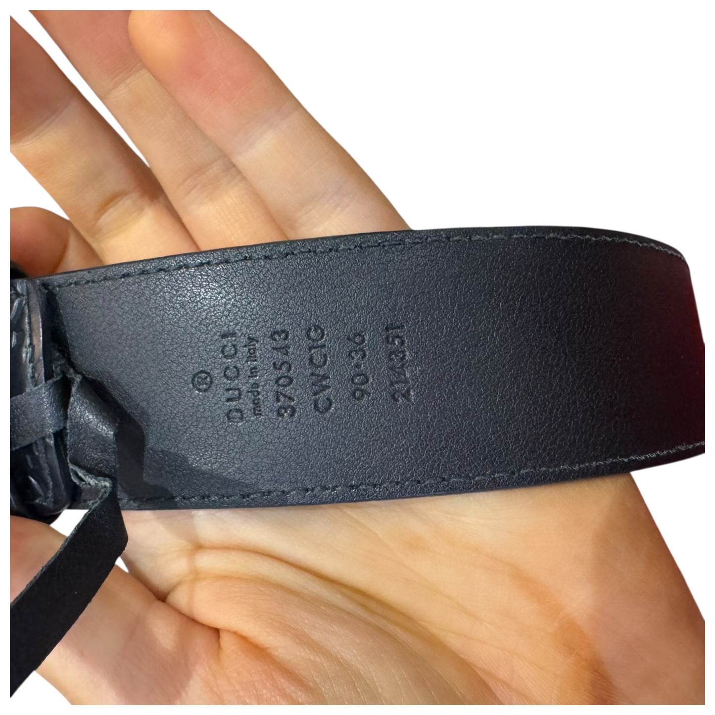 Gucci Black Guccissima Leather Belt with Gold Interlocking Buckle