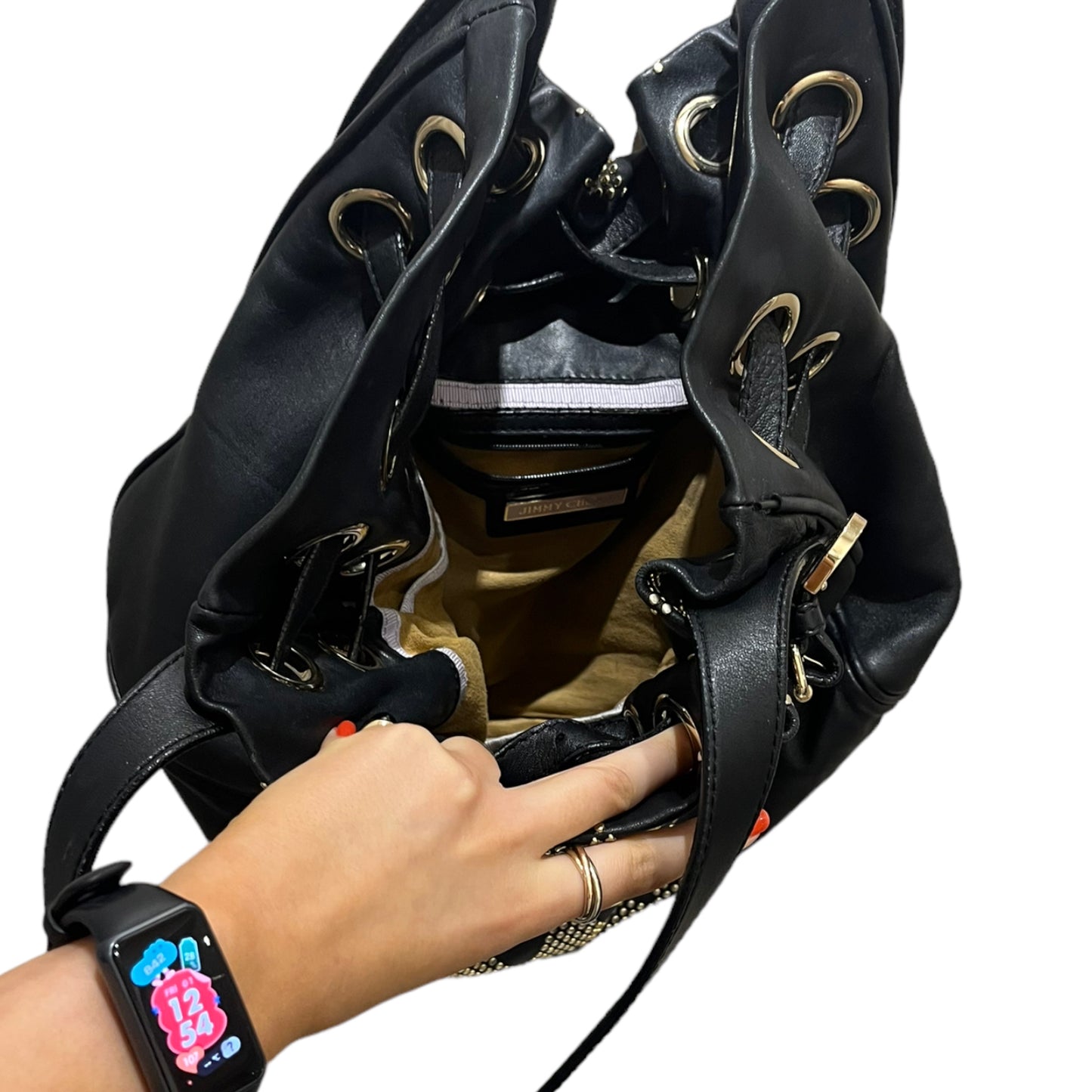 Jimmy Choo Black and Gold Studded Bag