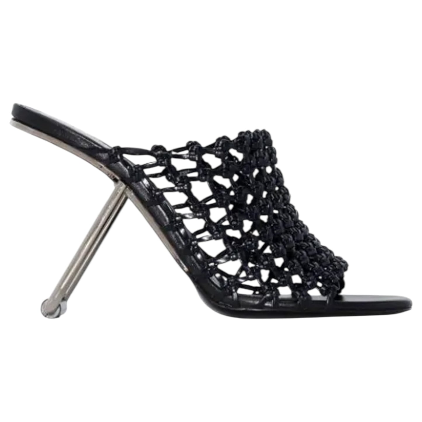 Poiret Black Woven Leather Heels - 38 / 5
