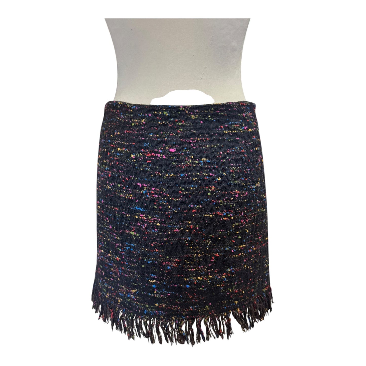 Ganni Black Rainbow Tweed Skirt Suit - 8