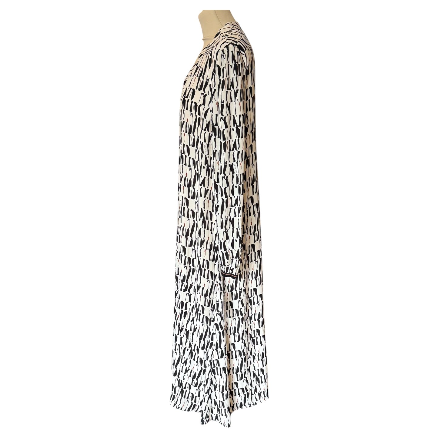 Marc Cain Silk Geometric Print Midi Dress - 18 - NEW