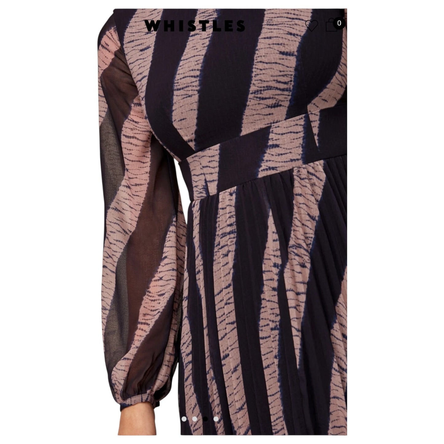 Whistles Shibori Print Pleated Dress in Navy and Pale Pink - 10 - NEW