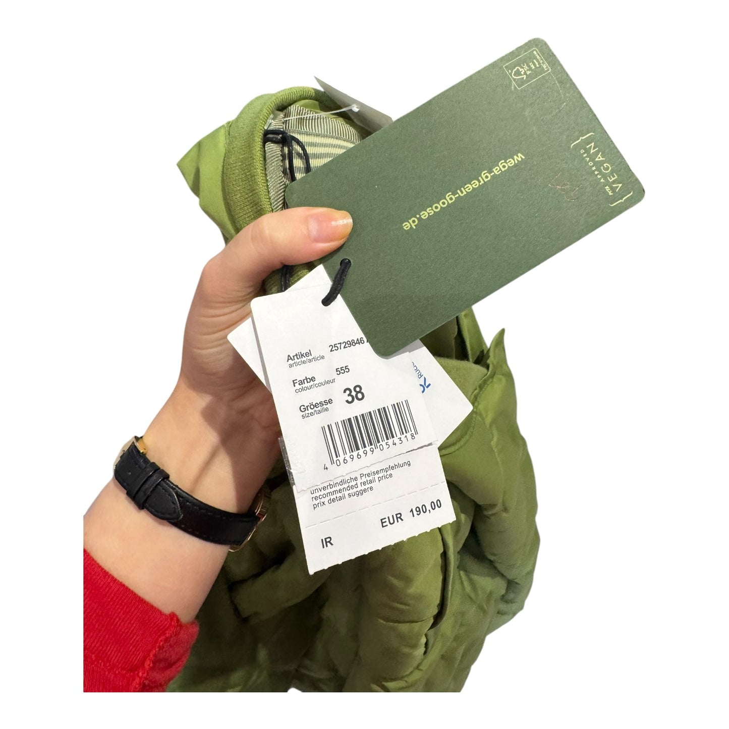Green Goose Quilted Jacket with Detachable Scarf - 12 - NEW
