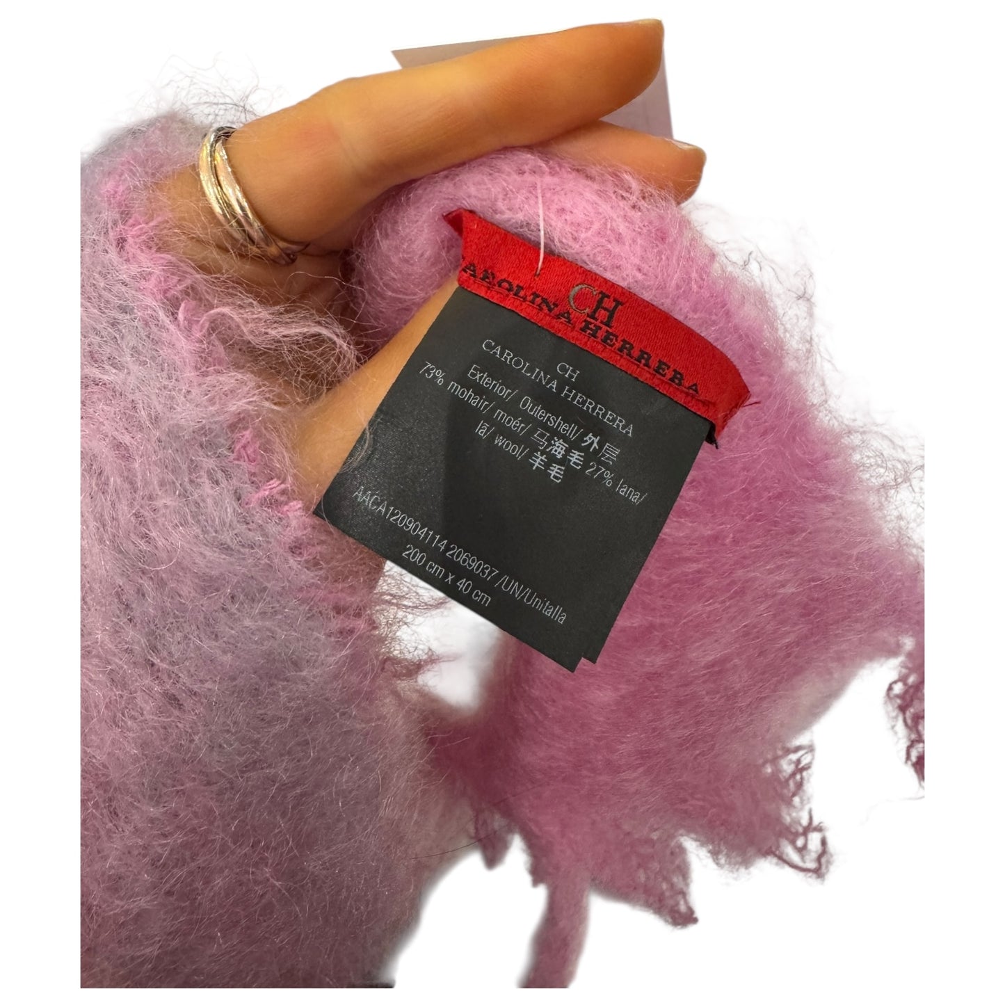 Carolina Herrera Pink Mohair and Wool Scarf