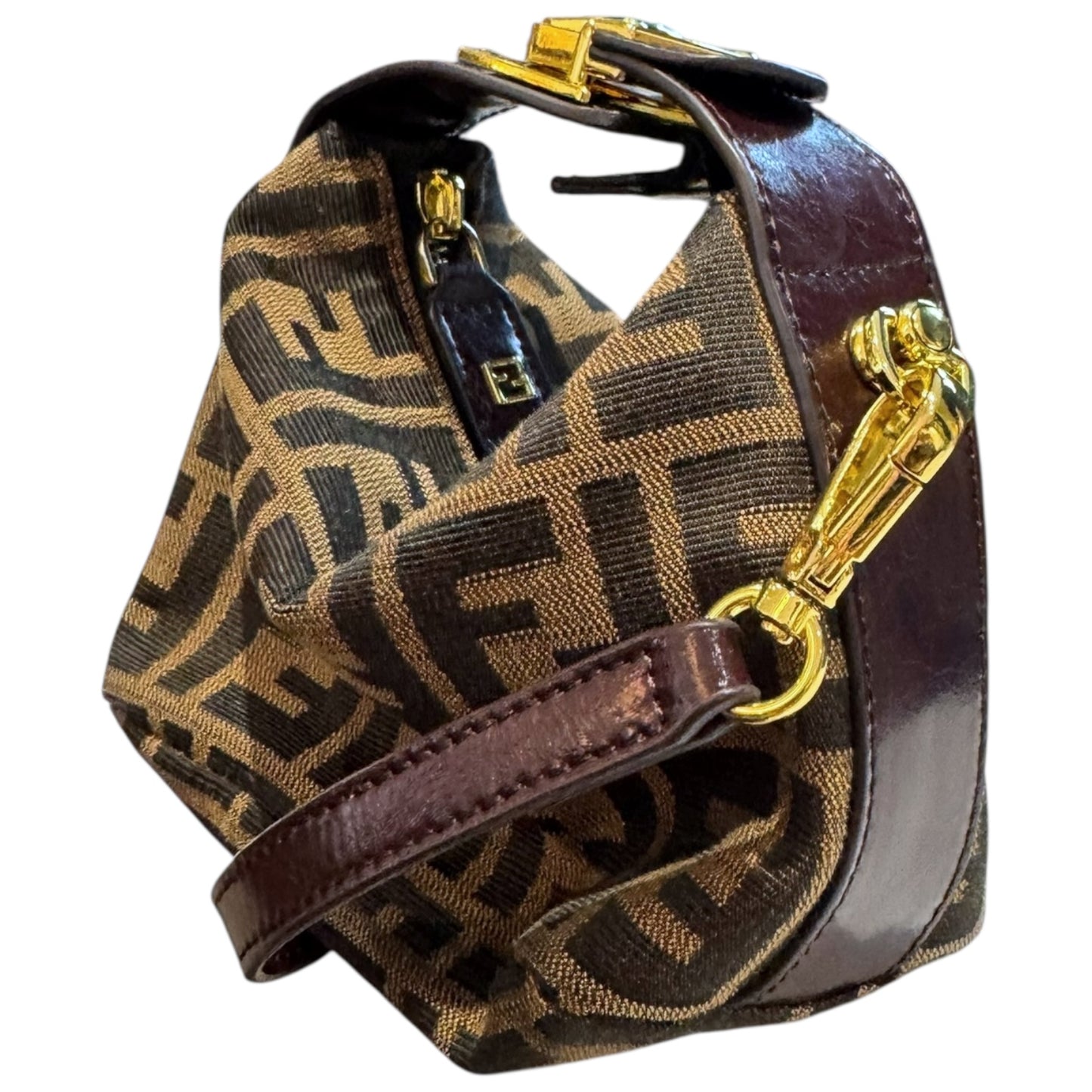 Fendi Zucca Monogram Mini Bag with Burgundy