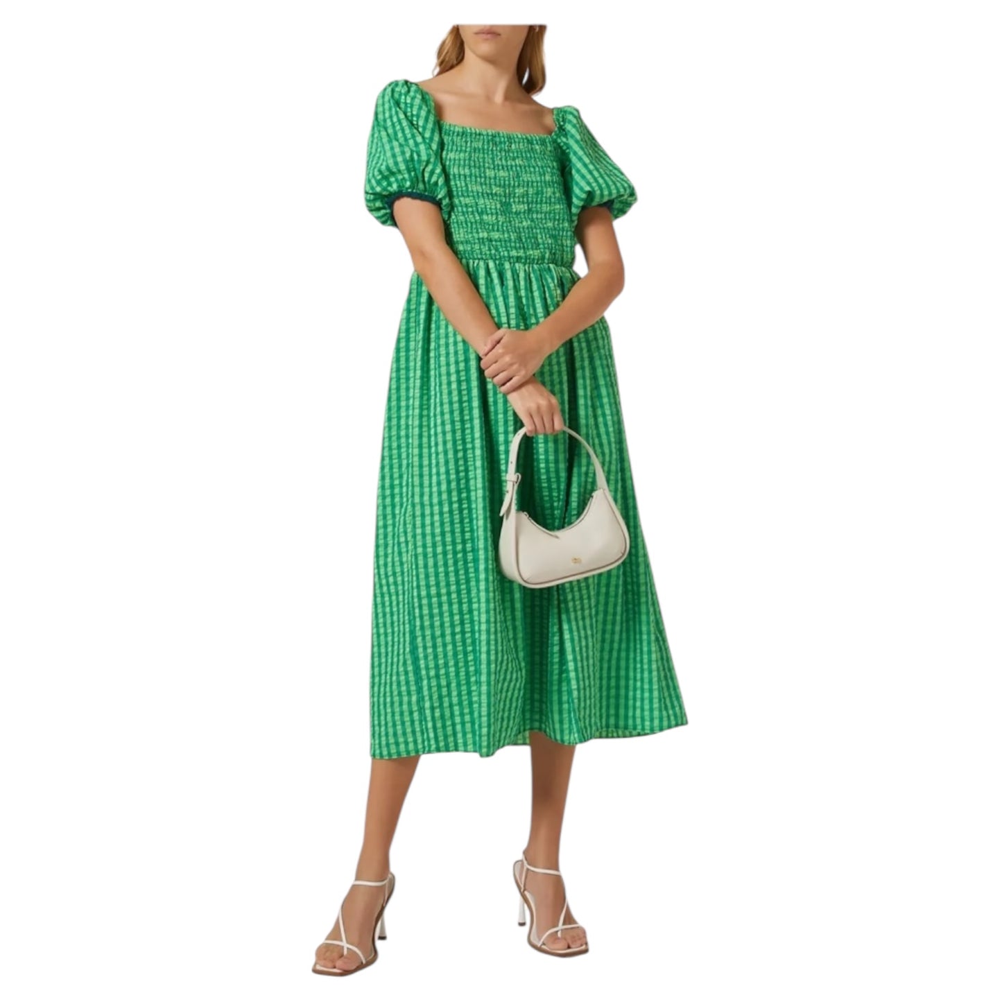Never Fully Dressed Green Gingham Midi Dress - 8/10