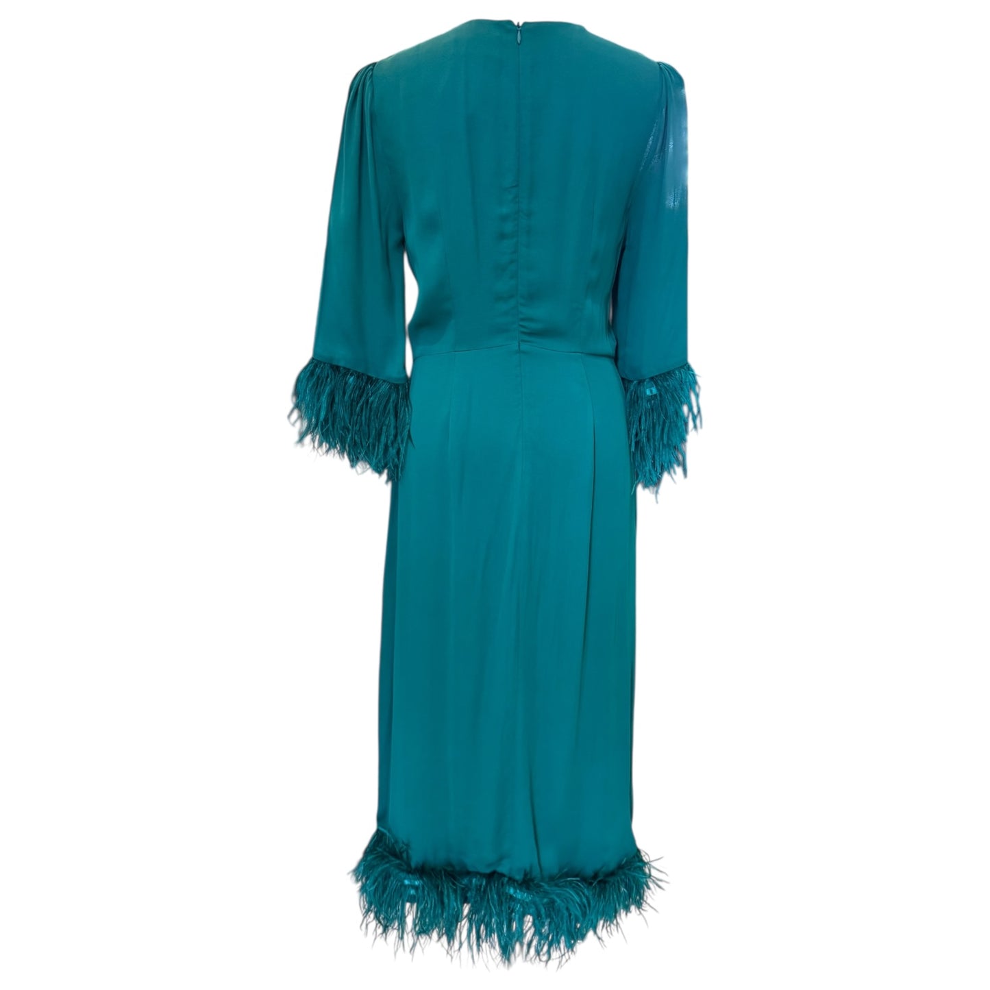 Mint Velvet Teal Dress with Feather Dress - 10