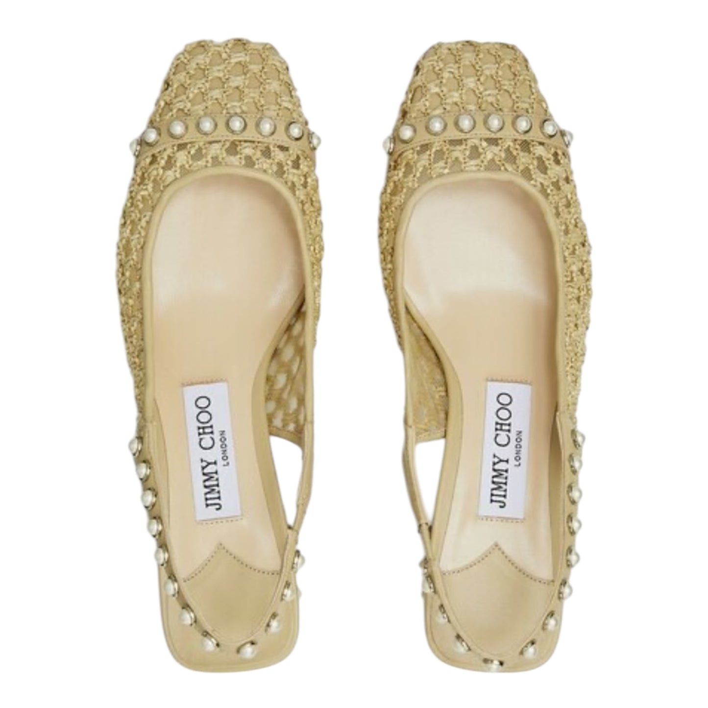 Jimmy Choo 'Hya' Raffia and Pearl Slingback Kitten Heels - 40/7