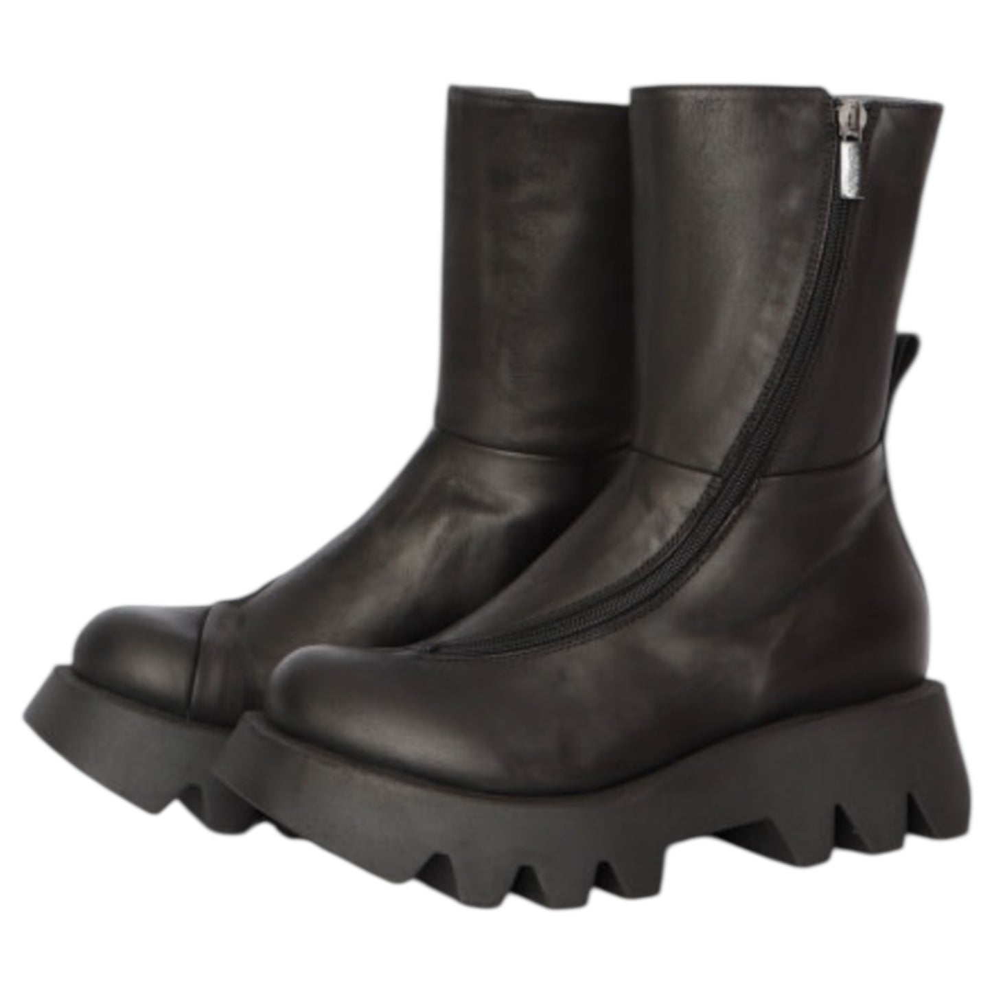 Lofina Black Leather Wrap Zip Around Boots - 38 / 5 - NEW