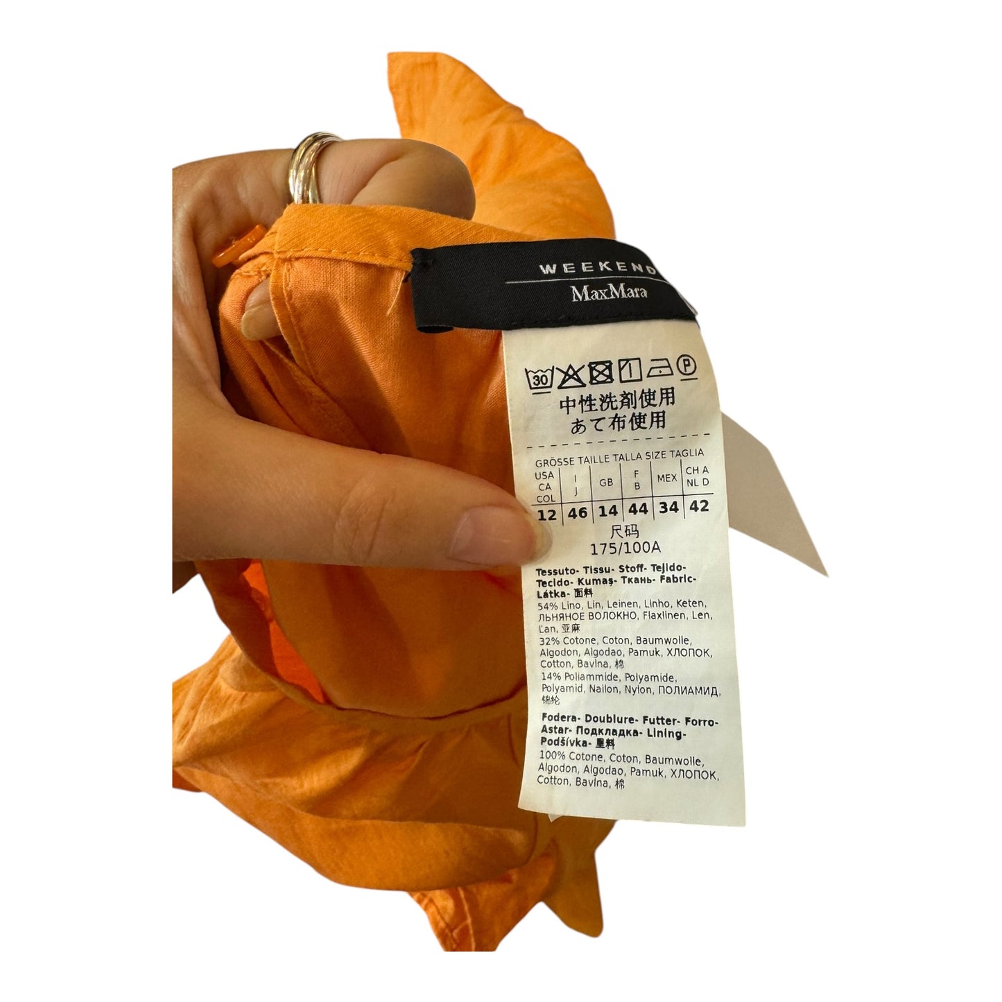 Weekend Max Mara Orange Nembi Dress - 14/16