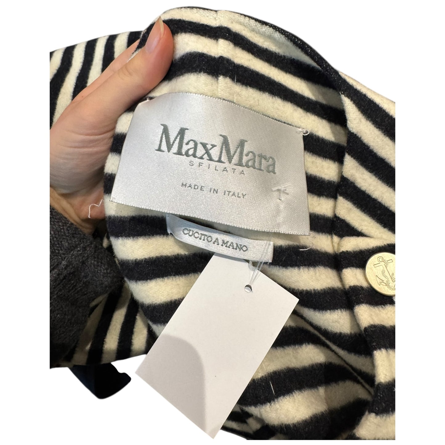 MaxMara Sfilato Black and White Stripe Coat - 12
