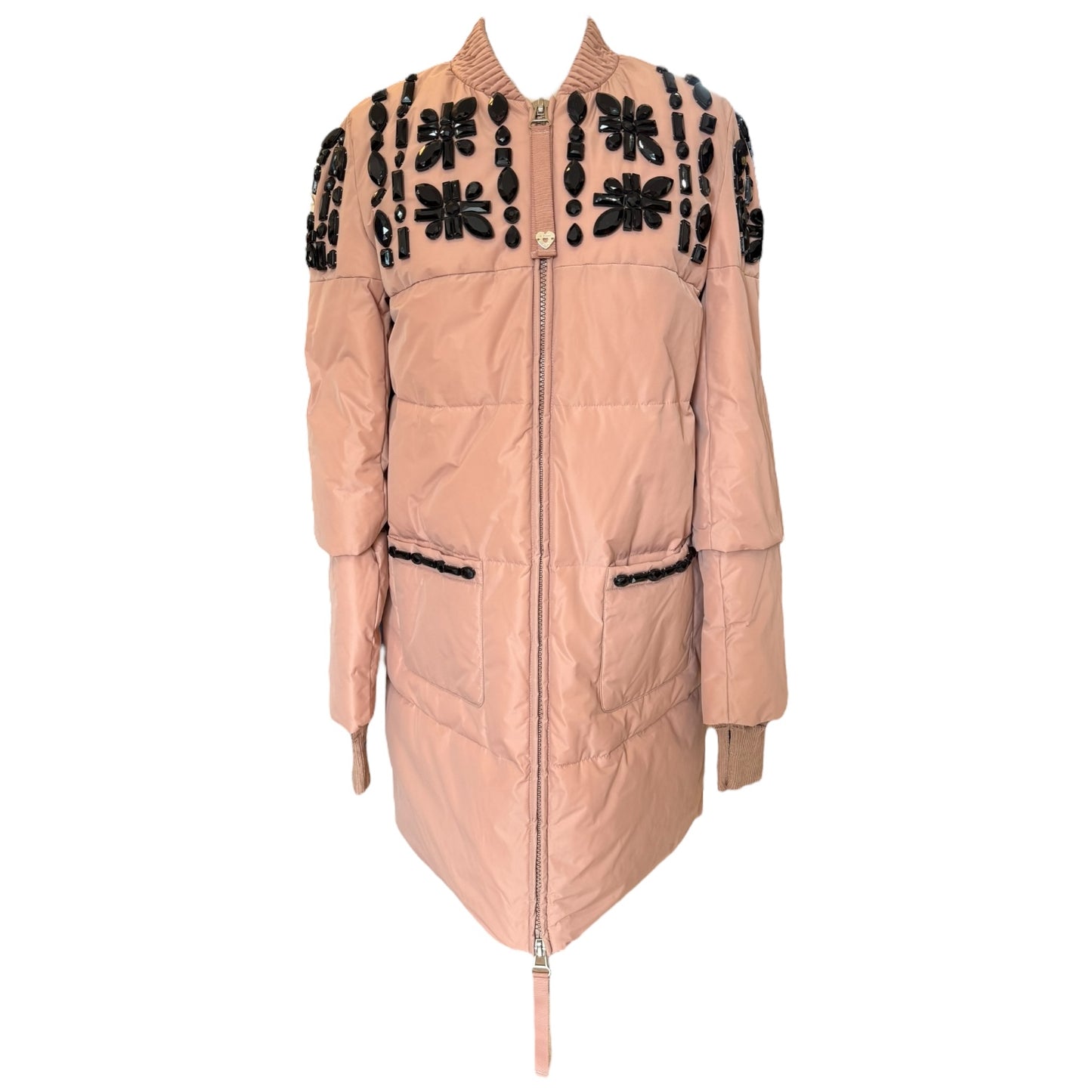 Twin Set Pink Embroidered Quilted Coat - 12