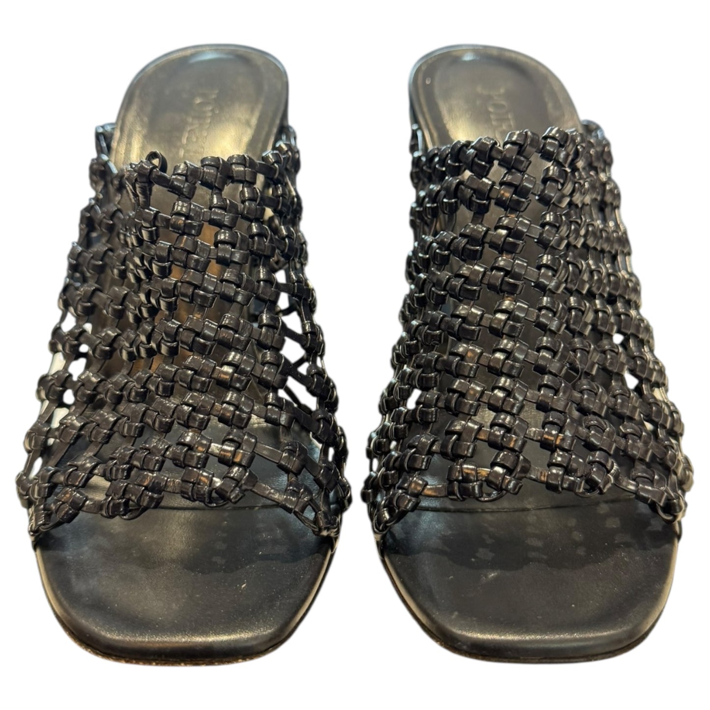 Poiret Black Woven Leather Heels - 38 / 5