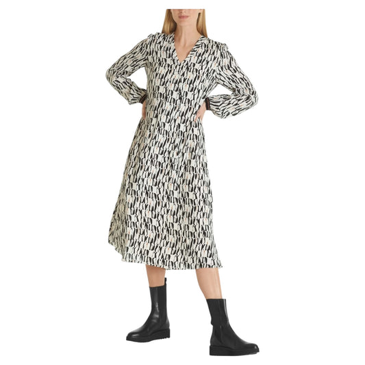 Marc Cain Silk Geometric Print Midi Dress - 18 - NEW