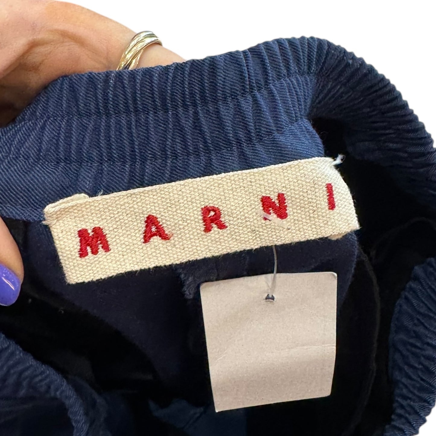 Marni Navy Linen Blend Trousers - 8/10