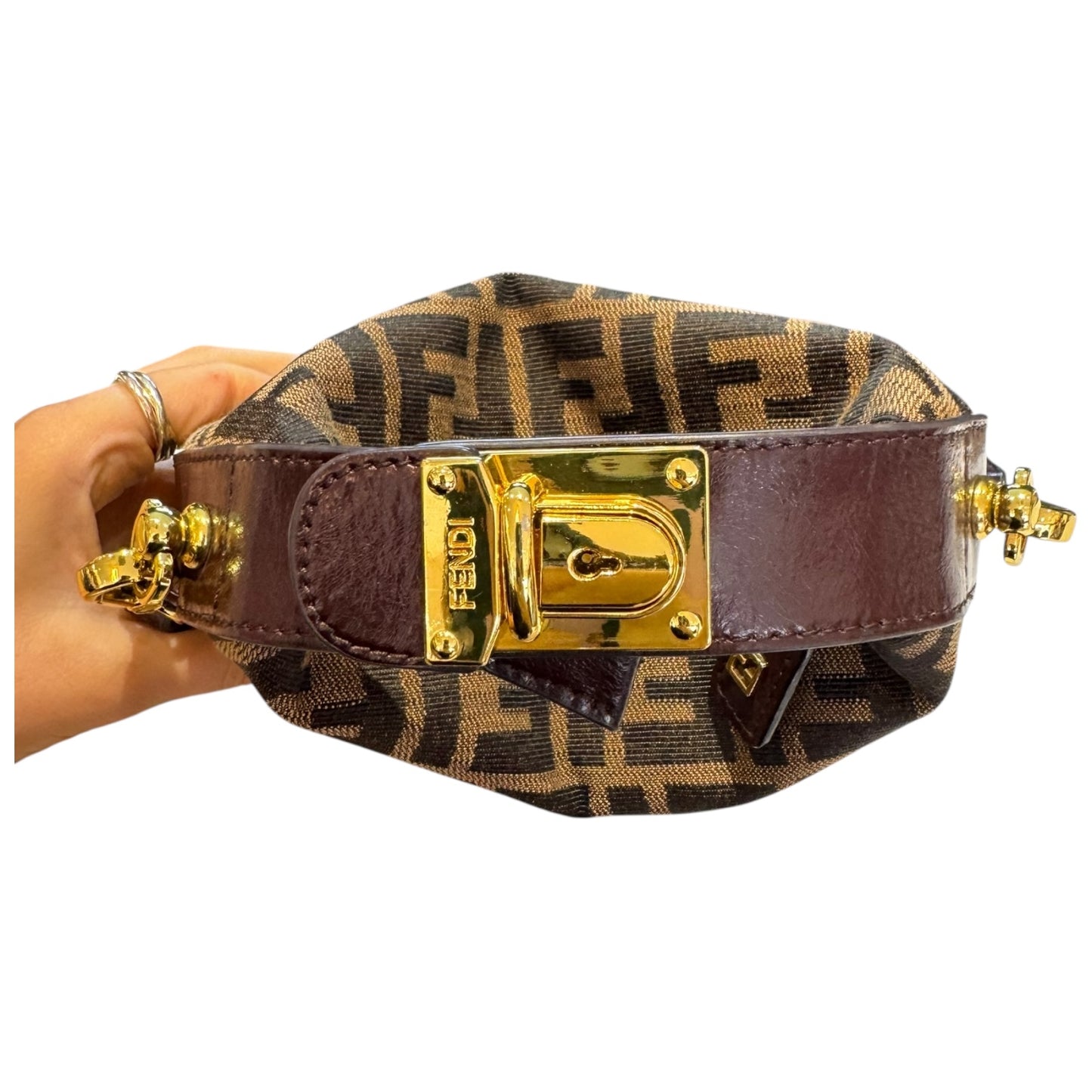 Fendi Zucca Monogram Mini Bag with Burgundy