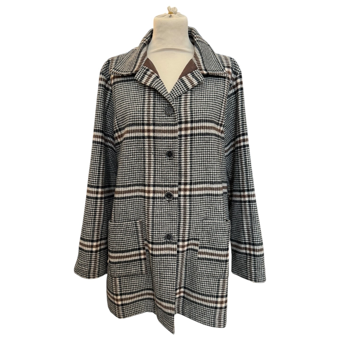 Mus & Bombon Grey and Brown Check Coat - 12