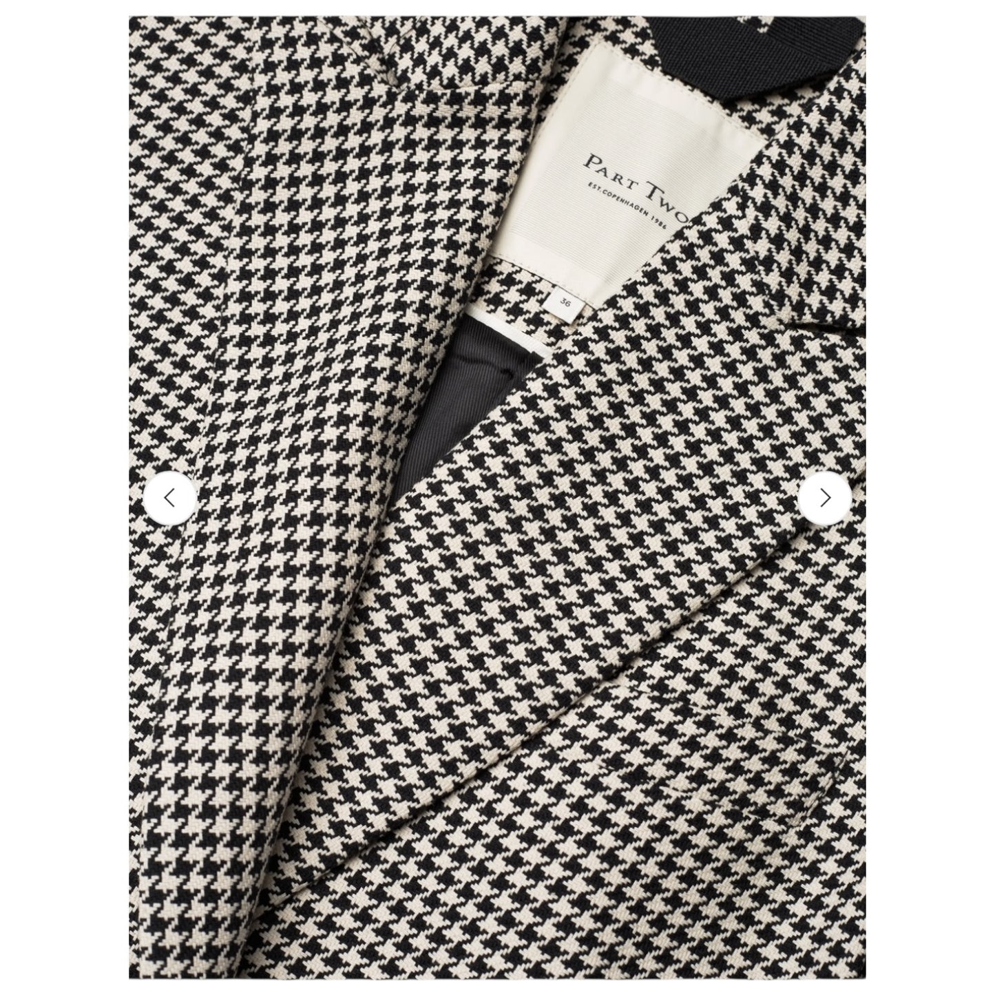 Part Two SonjaPW Black and Cream Houndstooth Blazer - 8