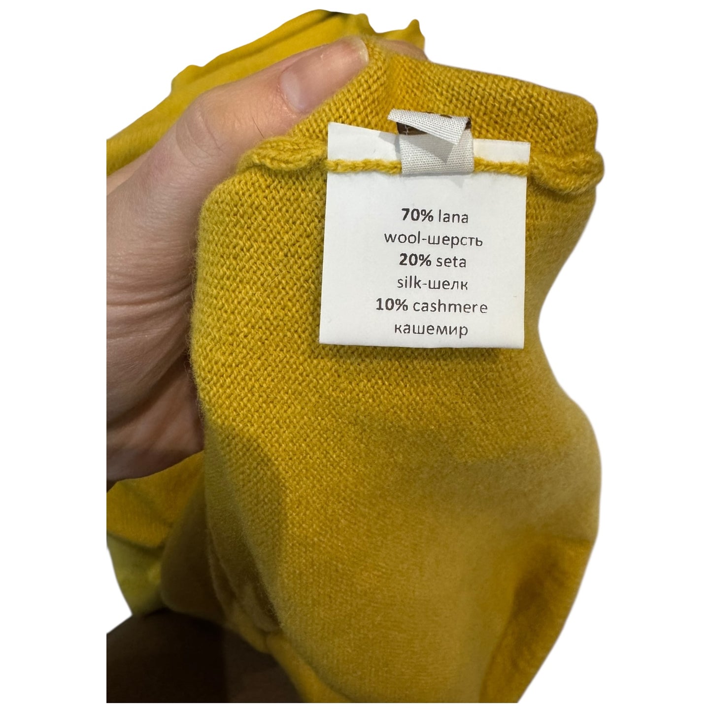 Kangra Mustard Wool, Cashmere and Silk Polo Neck - 10/12