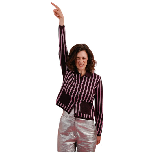 Baum und Pferdgarten Burgundy and Pink Sparkly Cardigan - 12 - NEW