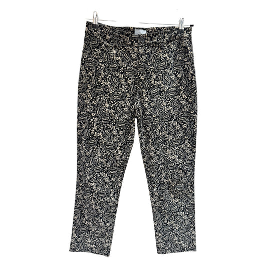 Jigsaw Black and Cream Paisley Cord Trousers - 10/12
