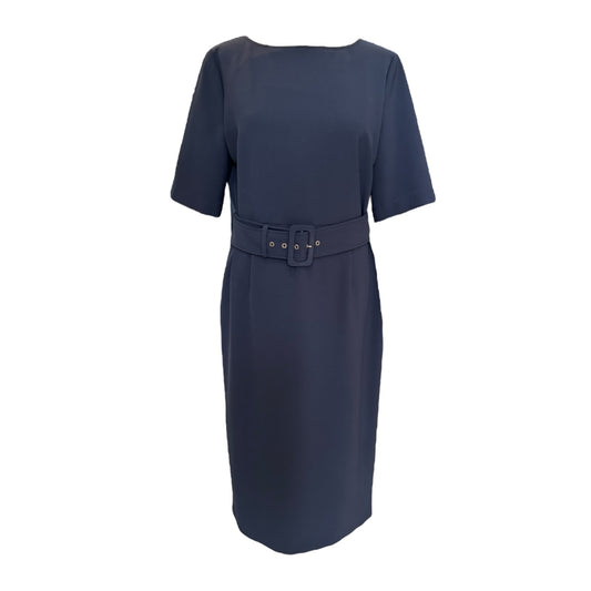 Marella Navy Half Sleeve Belted Dress - 14