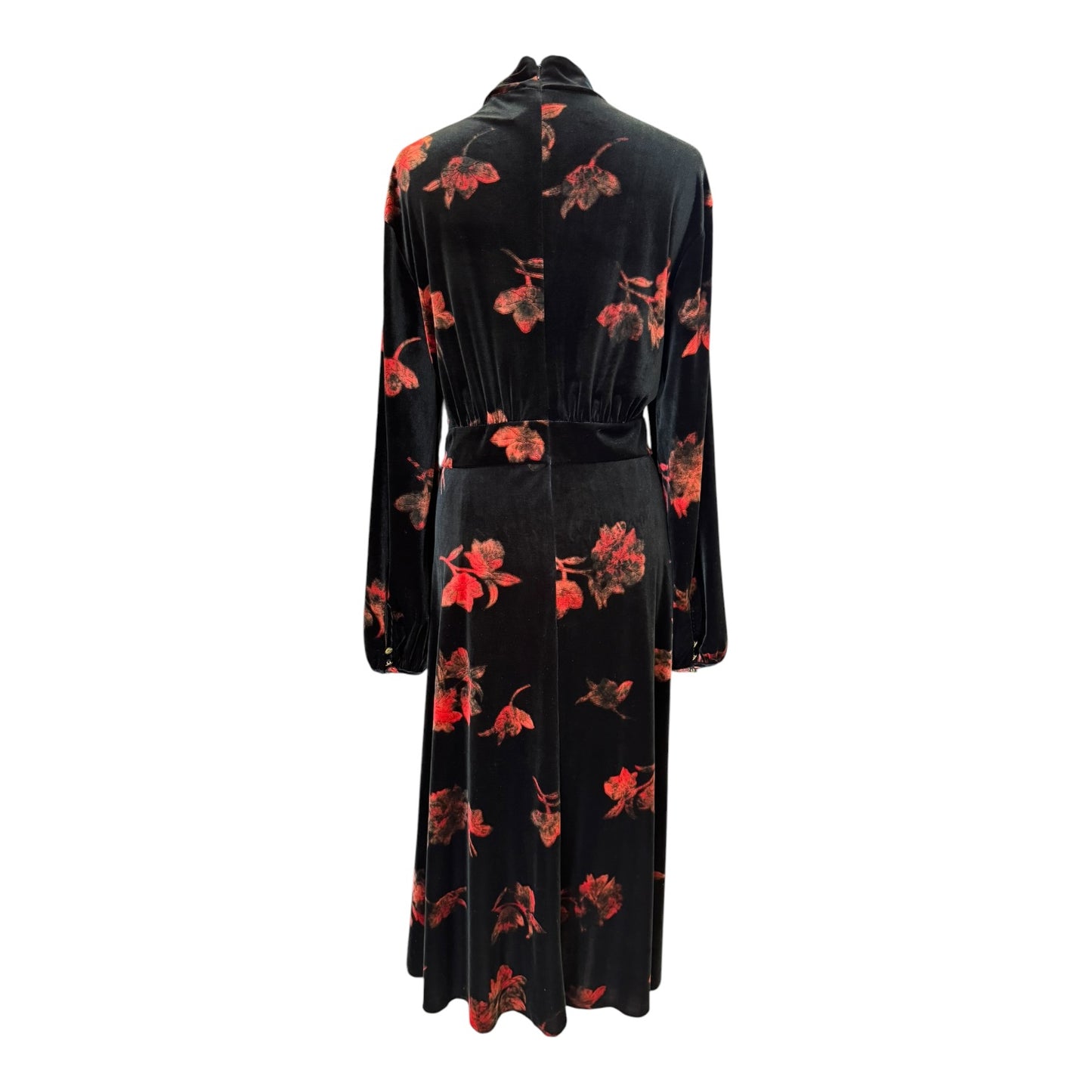 Biba Black and Red Velvet Midi Dress - 16/18
