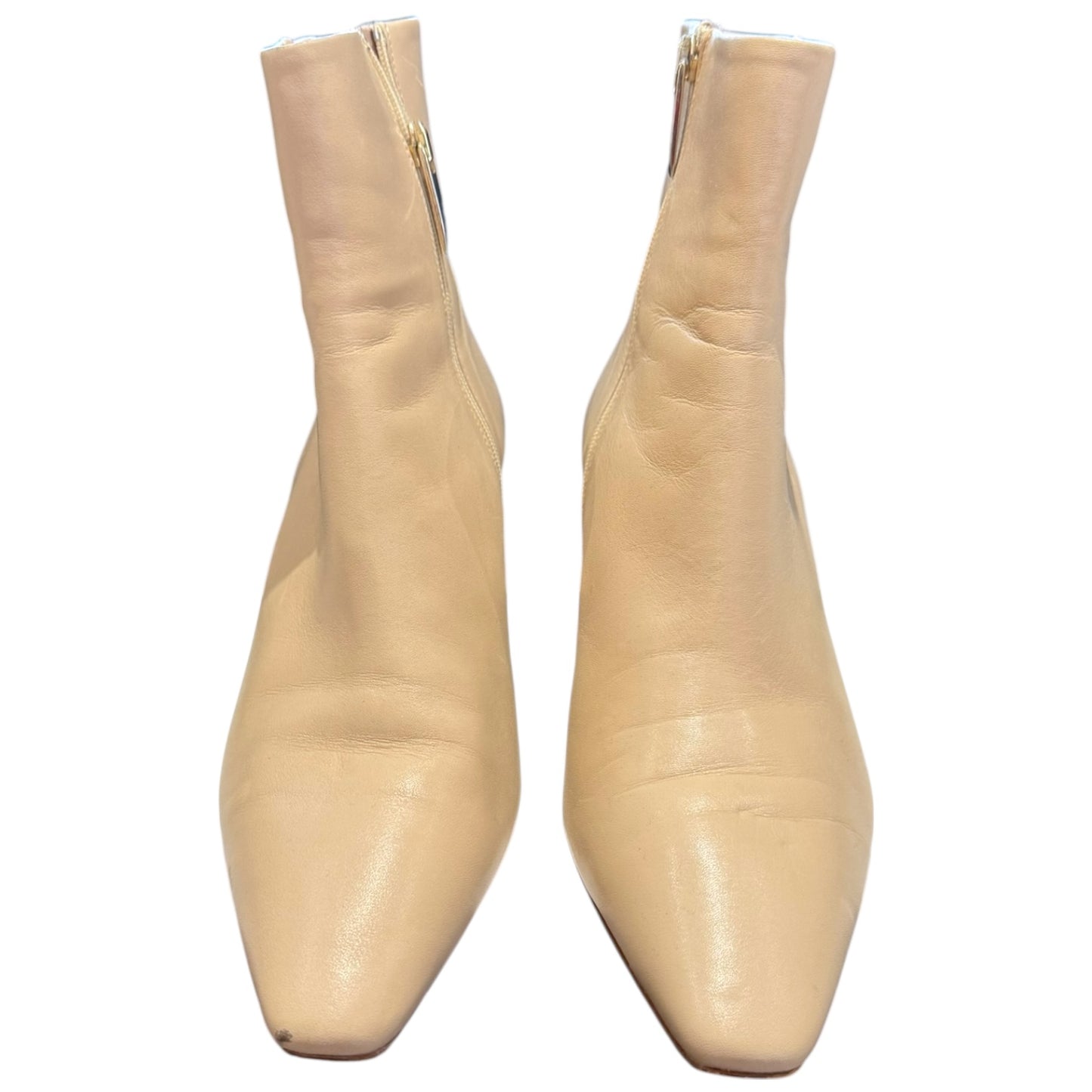 LK Bennett Margaux Sand Leather Blunt Toe Boots - 39 / 6
