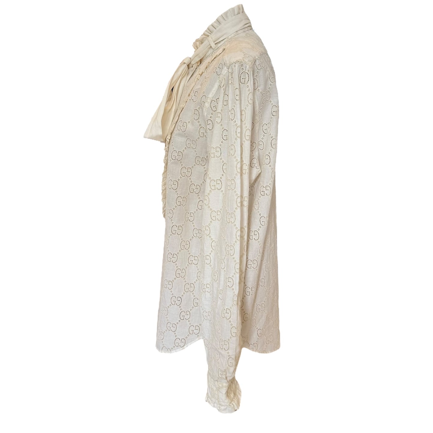 Gucci GG Broderie Anglaise Long Sleeve Blouse - 12