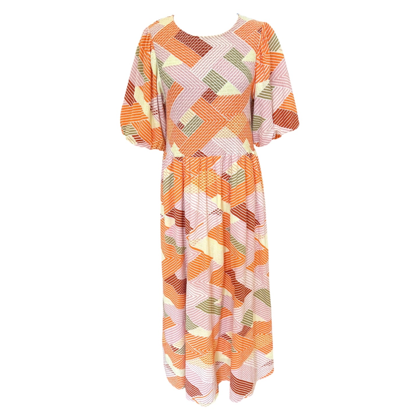 Part Two Orange and Pink Patterned Dress - 12