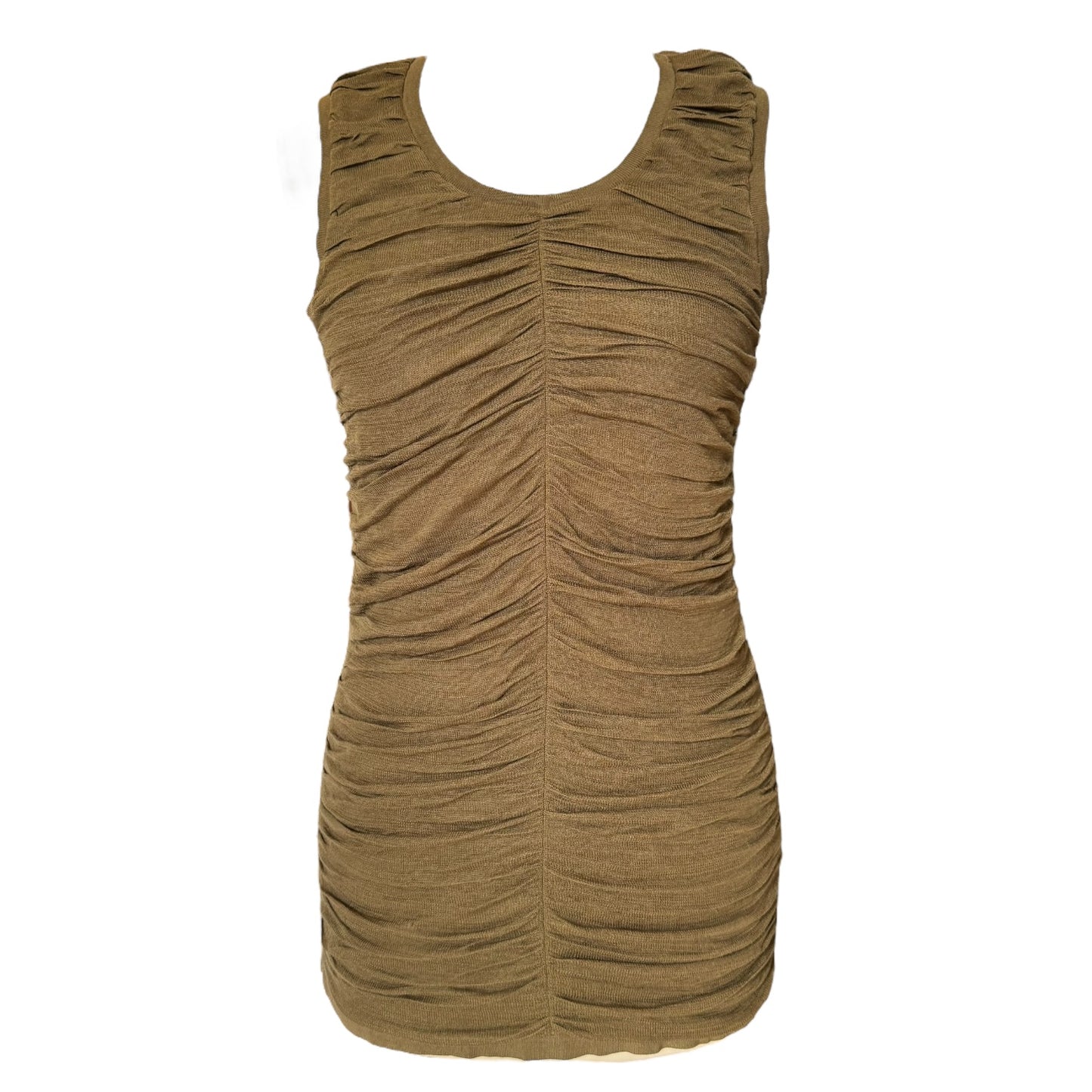 Burberry Khaki Silk Ruched Top - 10/12
