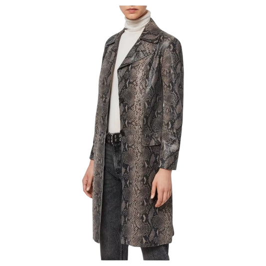 All Saints Oba Snake Print Leather Mac - 12