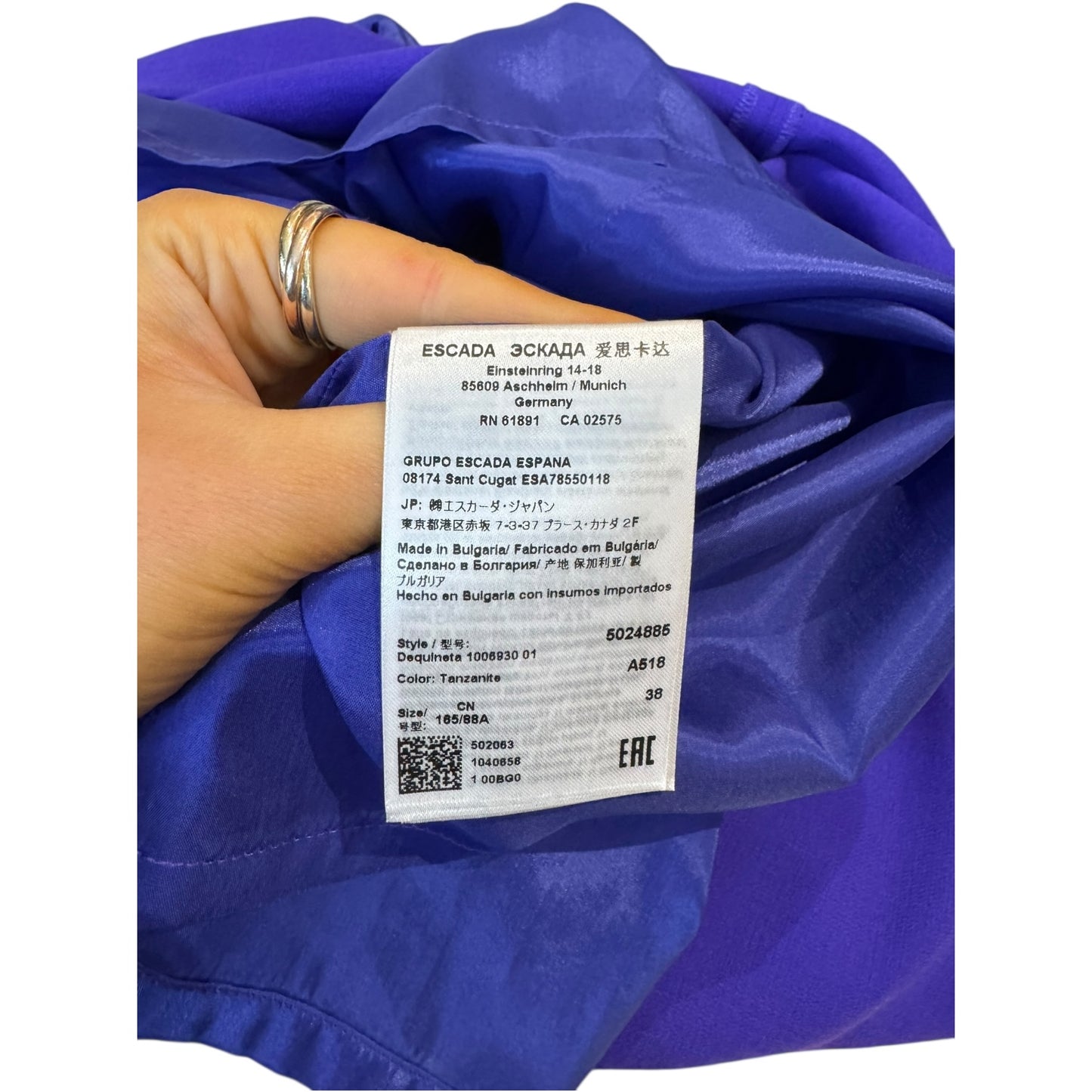 Escada Purple Three Quarter Sleeve Dress - 12