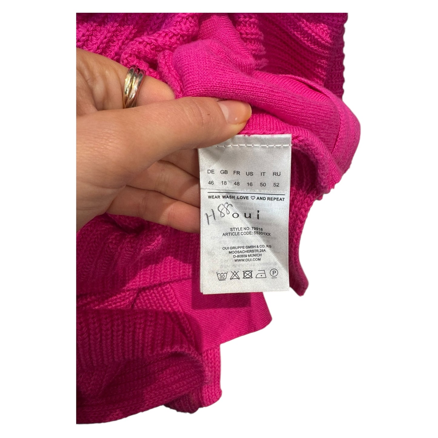 Oui Pink Cotton Rib Knit Sweater - 18