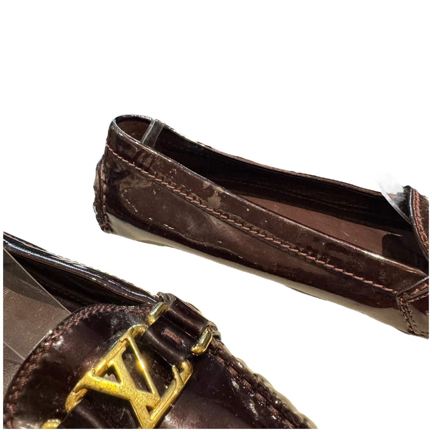 Louis Vuitton Dauphine Burgundy Patent Leather Loafers - 37.5 / 4.5