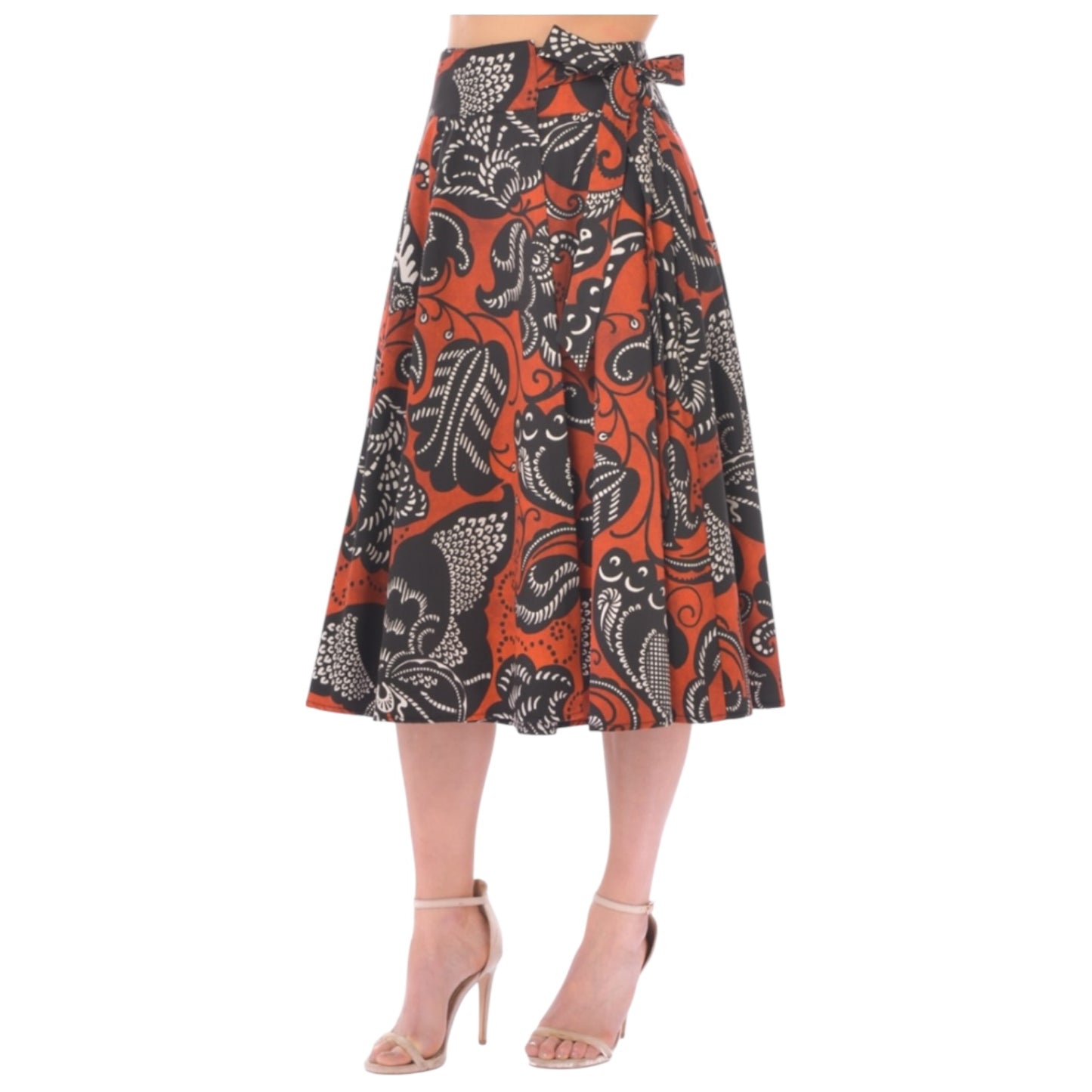 Icona 100% Cotton Brown and Black Print Skirt - 12 - NEW